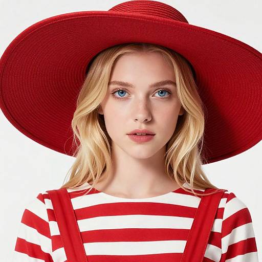 Blonde Girl in Striped Outfit