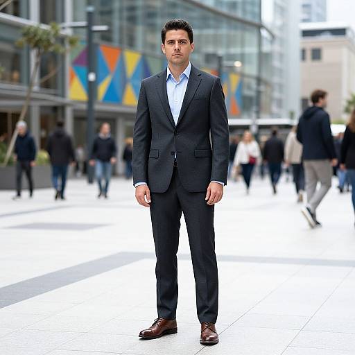 Well-Dressed Man in Urban Plaza