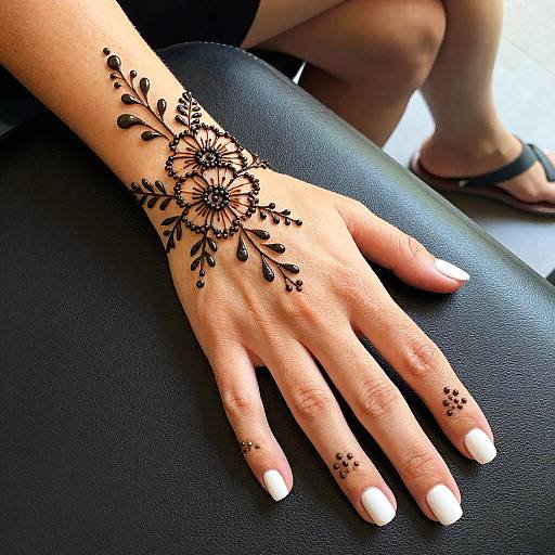 Light-Skinned Hand with Henna Art