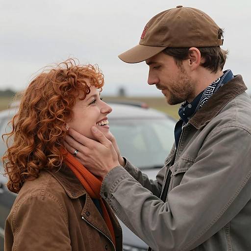 Couple Sharing Tender Moment Outdoors