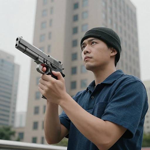 Urban Action Man with Intense Expression