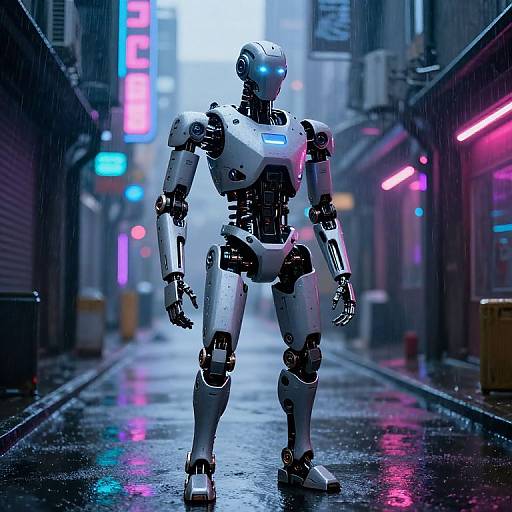 Cyber Robot in Neon Alley