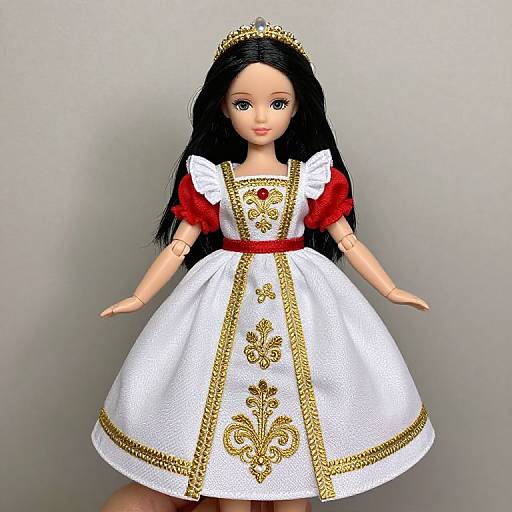 Elegant Doll in Embroidered Dress