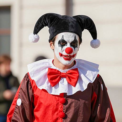 Man in Traditional Harlequin Clown Costume