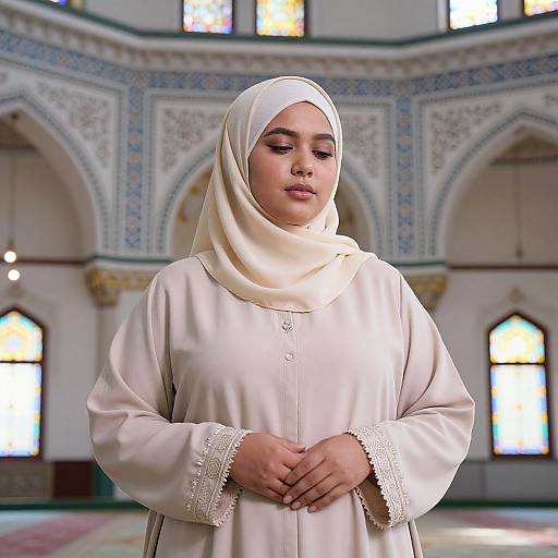 Elegant Muslim Woman in Ornate Mosque