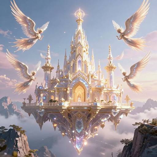 Majestic Empyrean Realm with Angelic Temples