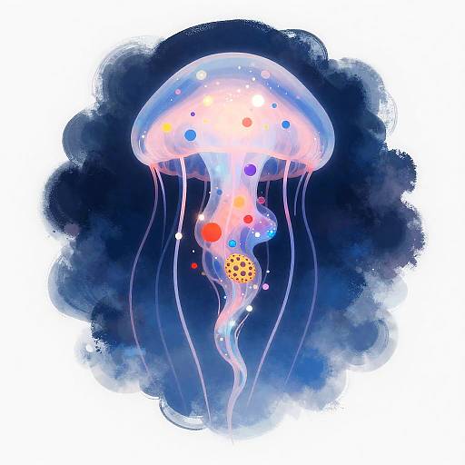 Bioluminescent Jellyfish Spirit in Kusama Style