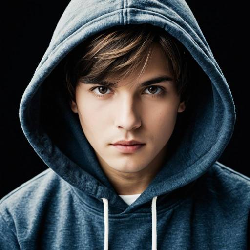 Realistic Portrait of Boy in Hoodie