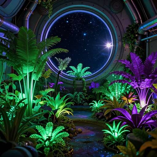 Bioluminescent Meditation Garden in Space
