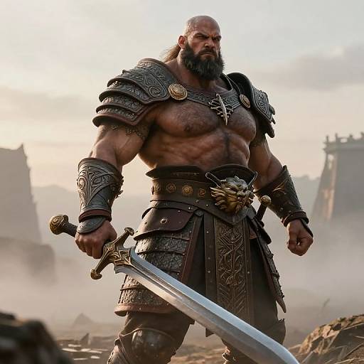 Epic Thicc Fantasy Warrior at Dawn