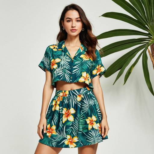 Vibrant Tropical Blouse and Skirt Collection