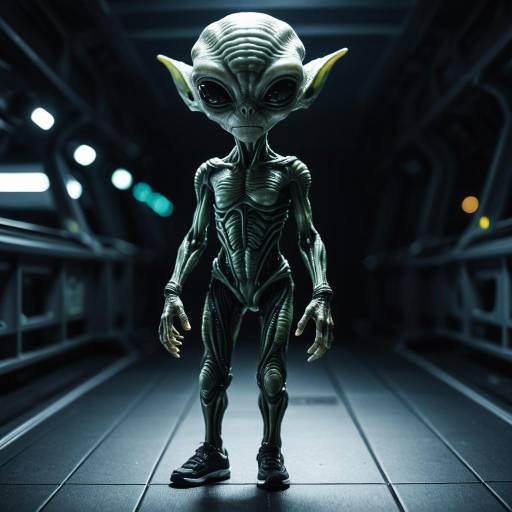 Photorealistic Alien Child in Futuristic Corridor