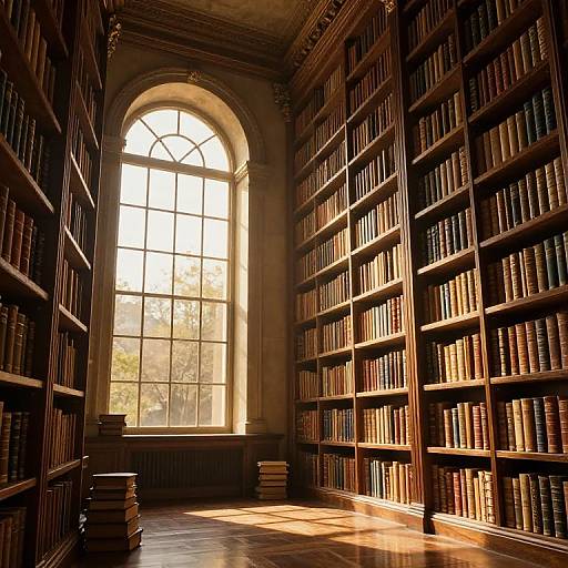 Ancient Library in Golden Hour Glow