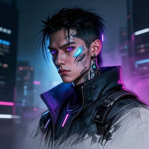 Futuristic Cyberpunk Person Sketch