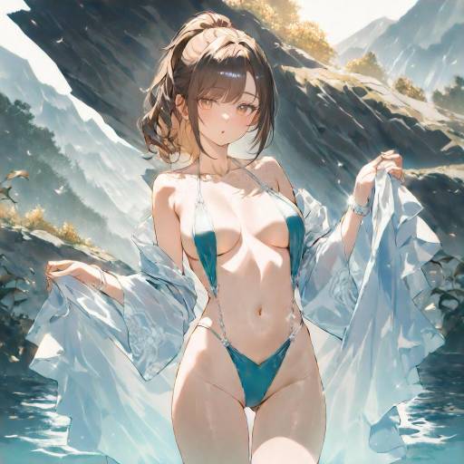 Girl in Slingshot Swimsuit by Lake Girl in Slingshot Swimsuit by Lake