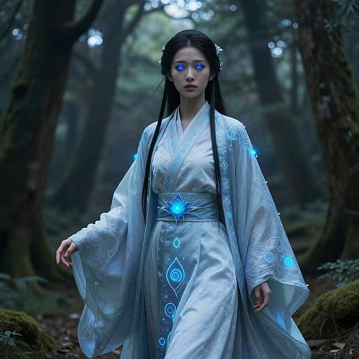 Mystical Japanese Fantasy in Ethereal Forest