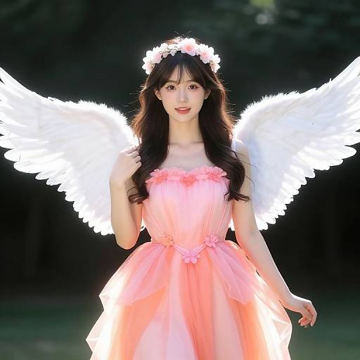 Female Angel in Floral Dress