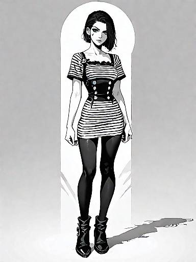 Stylish Woman in Tweed Mini Dress