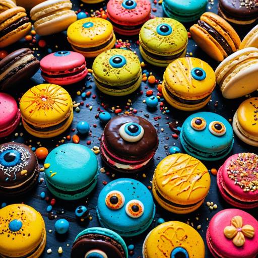 Colorful Macarons with Eyeball Decorations