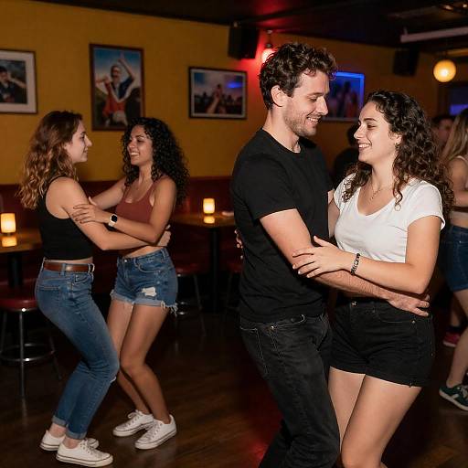 Joyful Dance at a Colorful Bar
