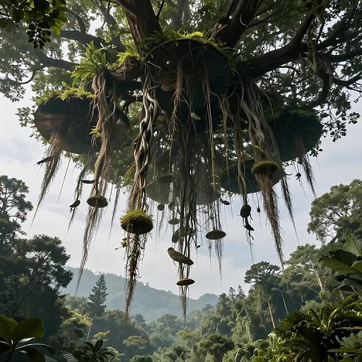Upside-Down Sky Forests with Roots