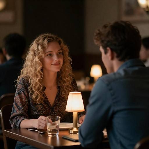 Blonde Woman in Dim Restaurant Portrait