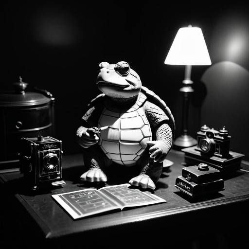 Noir Turtle Writing with Classic Cameras