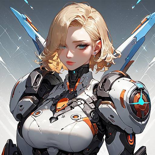 Blonde Female in Futuristic Power Armor