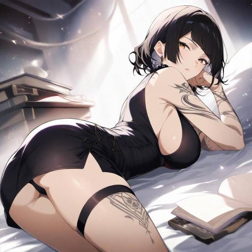 Gothic Elegance: Girl with Tattoos