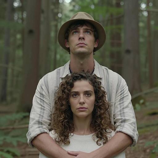 Couple Embracing in Forest