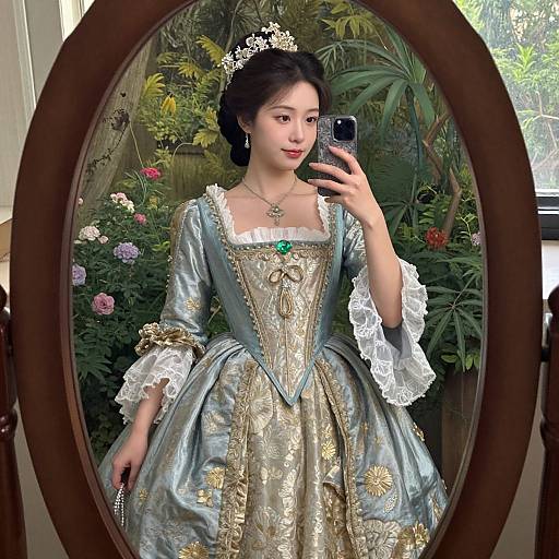 Ornate Gown Woman Selfie Portrait