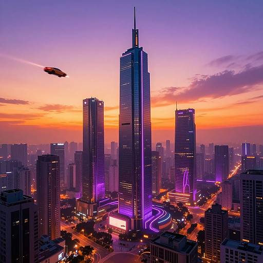 Futuristic Cityscape at Sunset