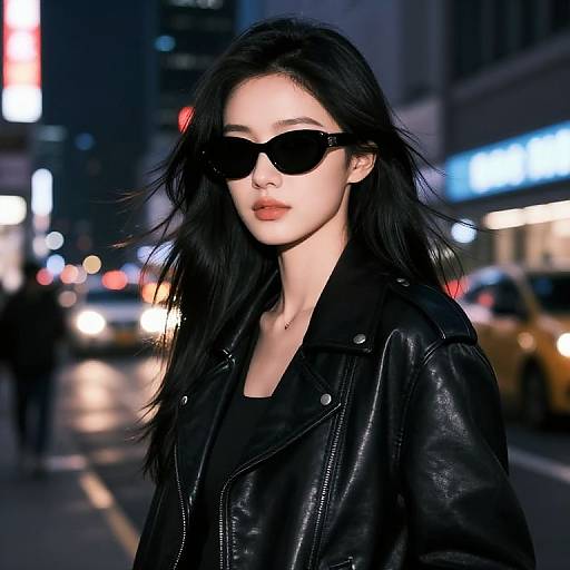 Confident Urban Girl with Leather Jacket