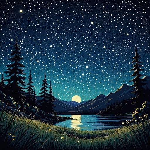 Starry Night over Mountain Lake Starry Night over Mountain Lake