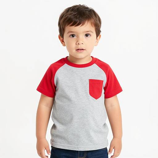 Toddler Boy in Gray and Red Shirt