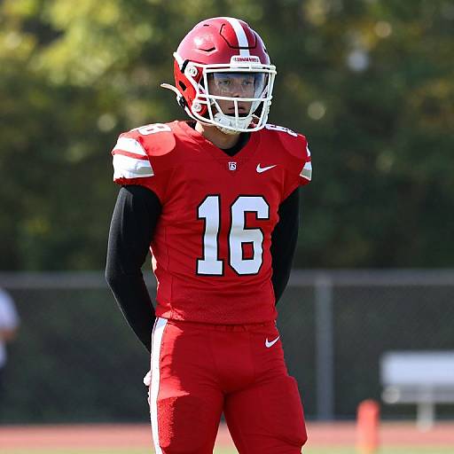 Football Player in Red and White Uniform