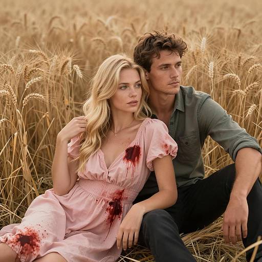 Intimate Couple Portrait in Wheat Field