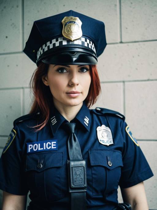 Cinematic Portrait of Police Cosplay Woman
