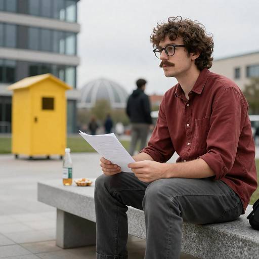 Urban Scene with a Thoughtful Man