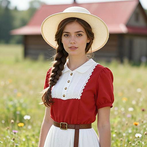 Sunlit Vintage Charm in Wildflower Field