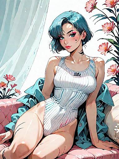 Woman in Crochet One-Piece Swimsuit Back View