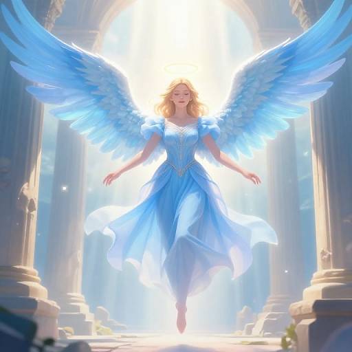 Mystical Angel Lecabel Over Ancient Ruins