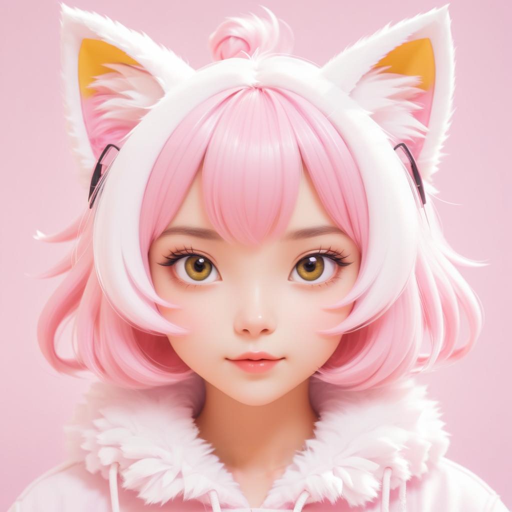 Cute Anime Cat Girl Portrait