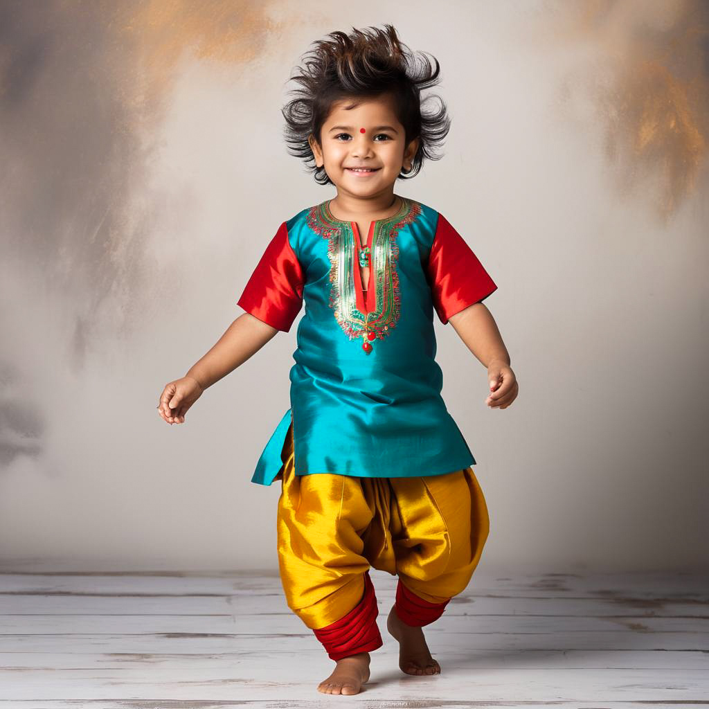 Joyful Boy in Traditional Navratri Attire