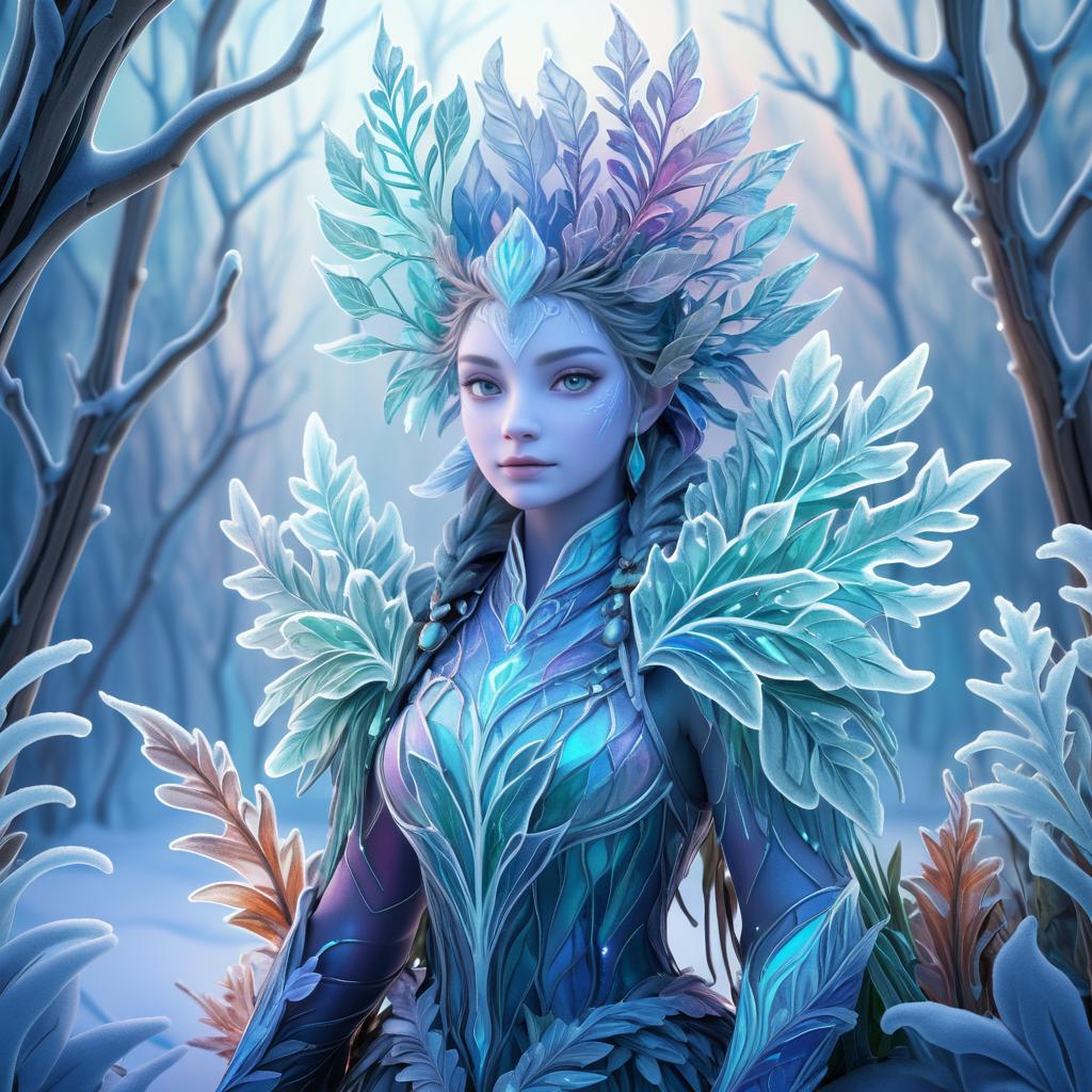 Fantasy Plant Creature in Icy Landscape