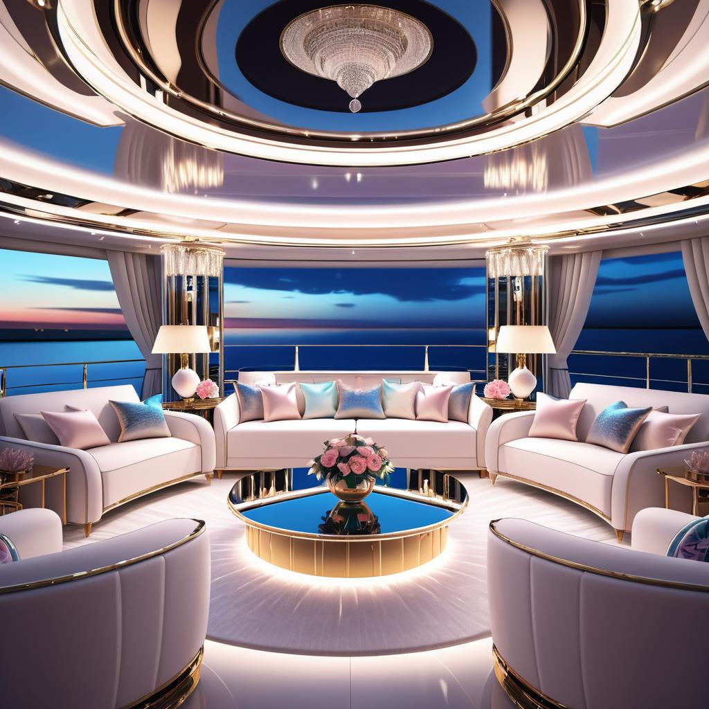 Luxurious Yacht Interior in Pastel Elegance