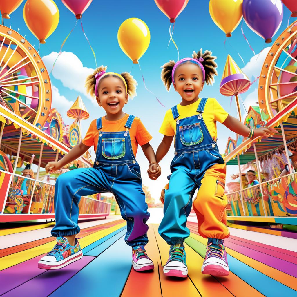 Energetic Kids at Colorful Carnival