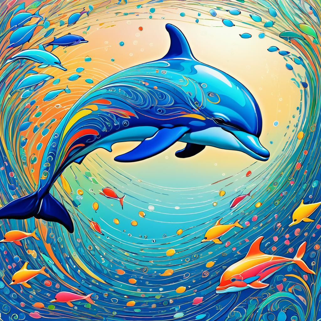 Playful Dolphin in Monet's Colorful Style