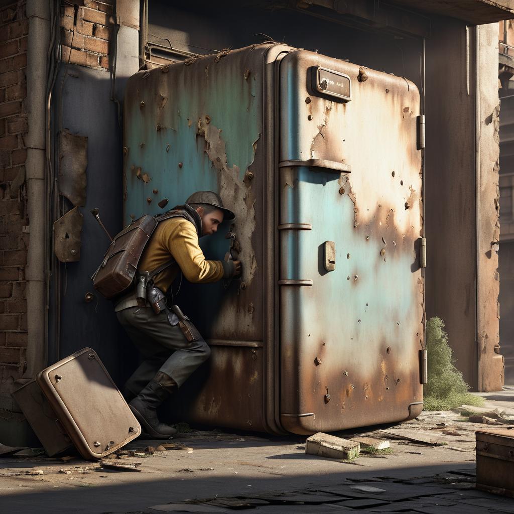 Scavenger Emerges from Rusty Fridge