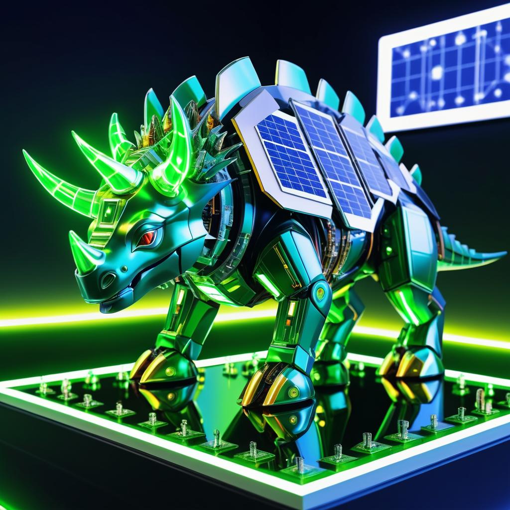 Futuristic Cyber Triceratops in Detail